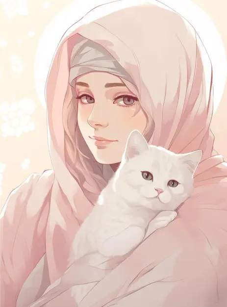 Ilustrasi gambar anime gadis mengenakan hijab