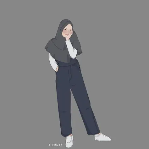 Ilustrasi fashion anime berhijab