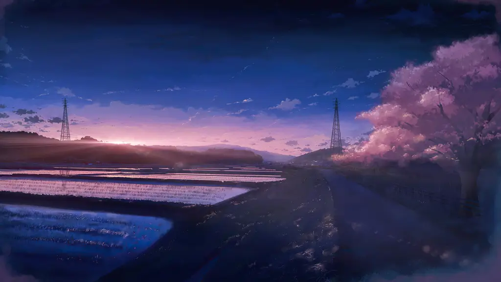 Gambar pemandangan anime yang berwarna-warni dan indah