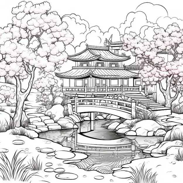 Mewarnai Pemandangan Anime Gambar pemandangan anime untuk diwarnai