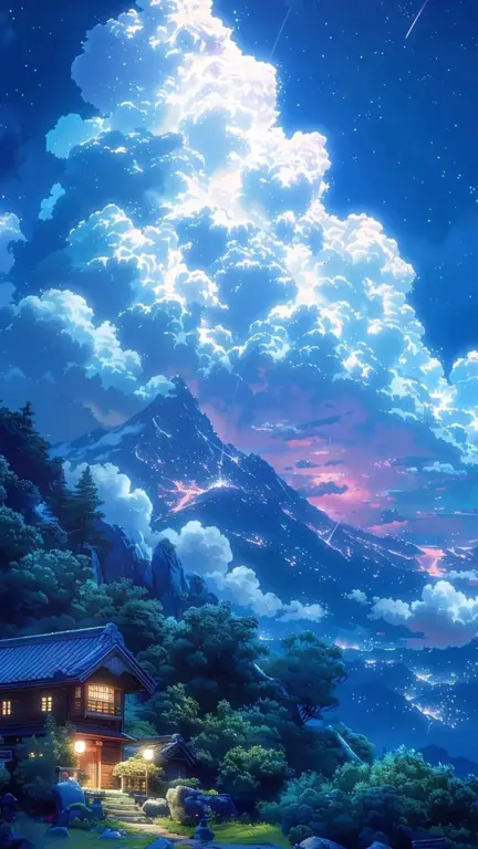 Pemandangan anime yang menakjubkan Gambar pemandangan anime yang indah