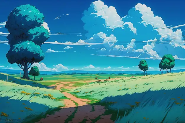 Menggambar Pemandangan Anime Sederhana Contoh gambar pemandangan anime sederhana