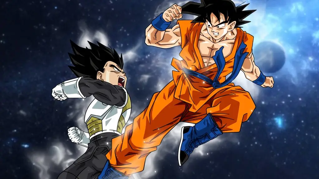 Menikmati Dragon Ball Super bersama Goku dan Vegeta Goku dan Vegeta menonton TV