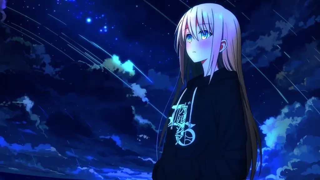 Menikmati Anime di Laptop Gambar seseorang menonton anime di laptop