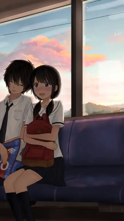 Wallpaper estetis pasangan anime untuk profil WA