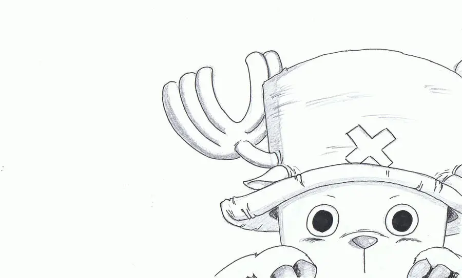 Sketsa Chopper One Piece hitam putih