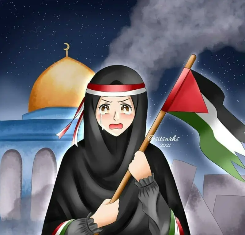 Pemandangan Palestina dalam Gaya Anime Gambar pemandangan Palestina bergaya anime