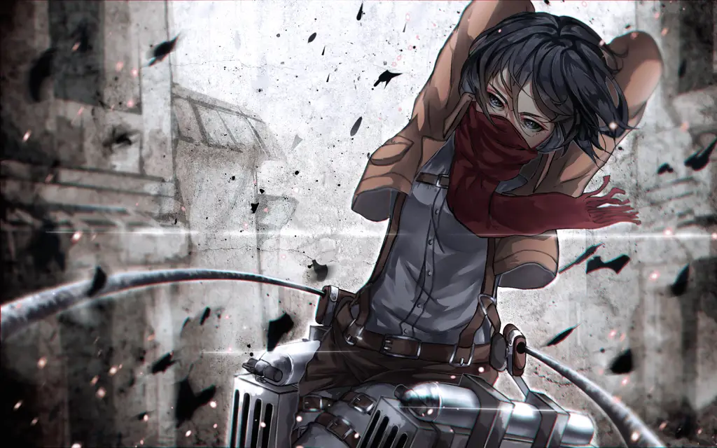 Mikasa Ackerman, sahabat Eren dan anggota Survey Corps Gambar wallpaper Mikasa Ackerman dari Attack on Titan