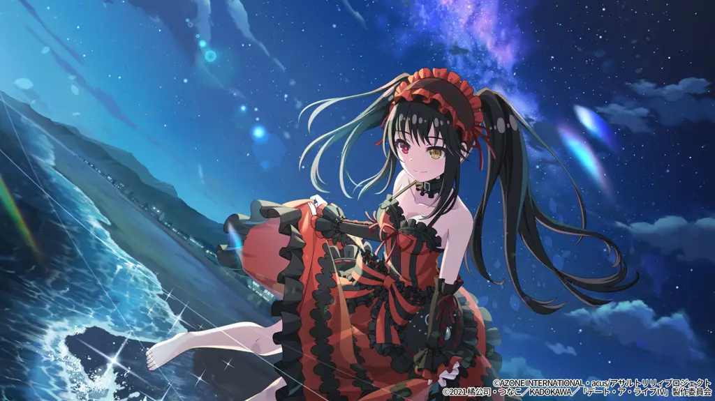 Gambar Kurumi Tokisaki sendirian di tengah hujan