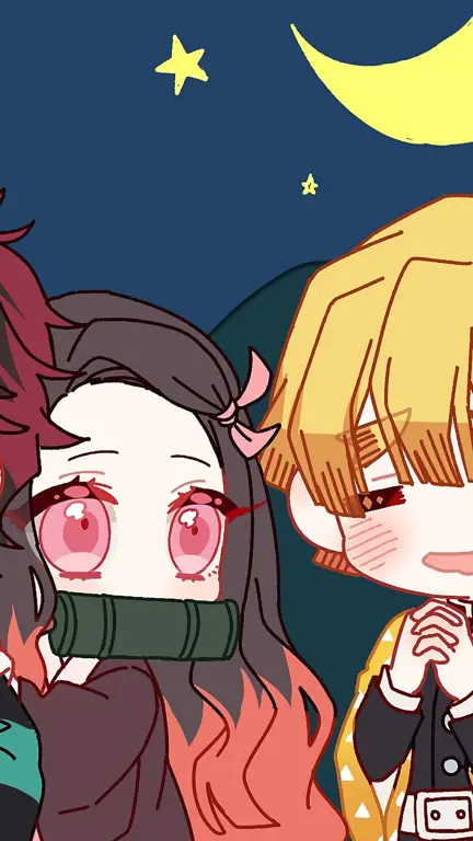 Wallpaper Nezuko yang Menggemaskan Wallpaper Nezuko Kamado versi chibi yang lucu