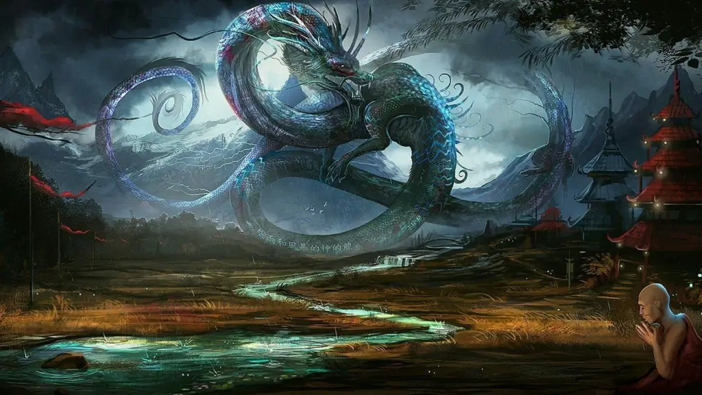 Naga Anime Megah Gambar naga anime yang megah