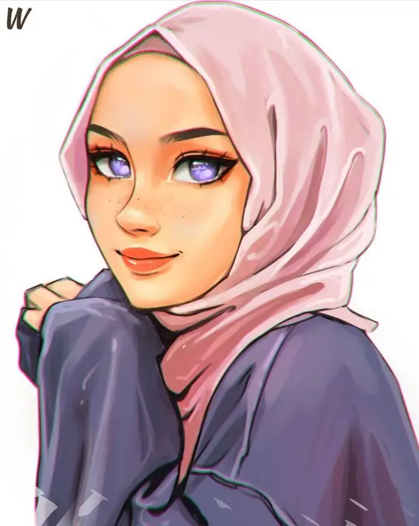 Gambar anime gadis dengan berbagai gaya hijab