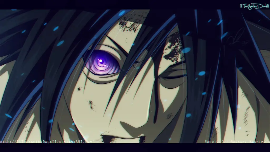 Gambar close-up Rinnegan Madara Uchiha