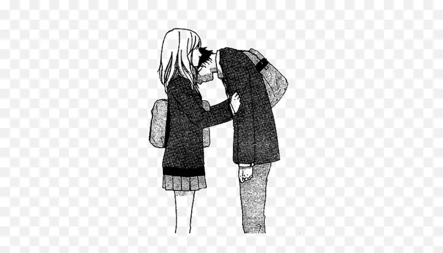 Ilustrasi pasangan anime sedih dengan latar belakang hitam putih Gambar pasangan anime sedih hitam putih