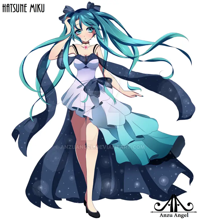 Sketsa Hatsune Miku Detail Sketsa Hatsune Miku yang detail
