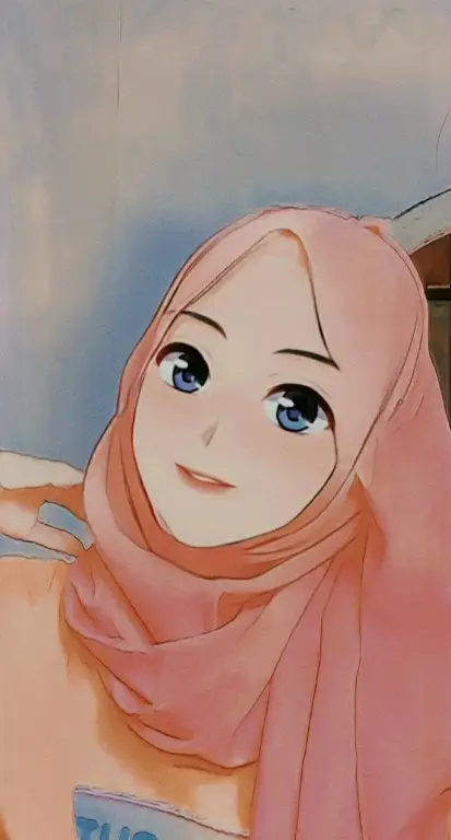 Seni Anime Wanita Berhijab Ilustrasi seni anime wanita berhijab
