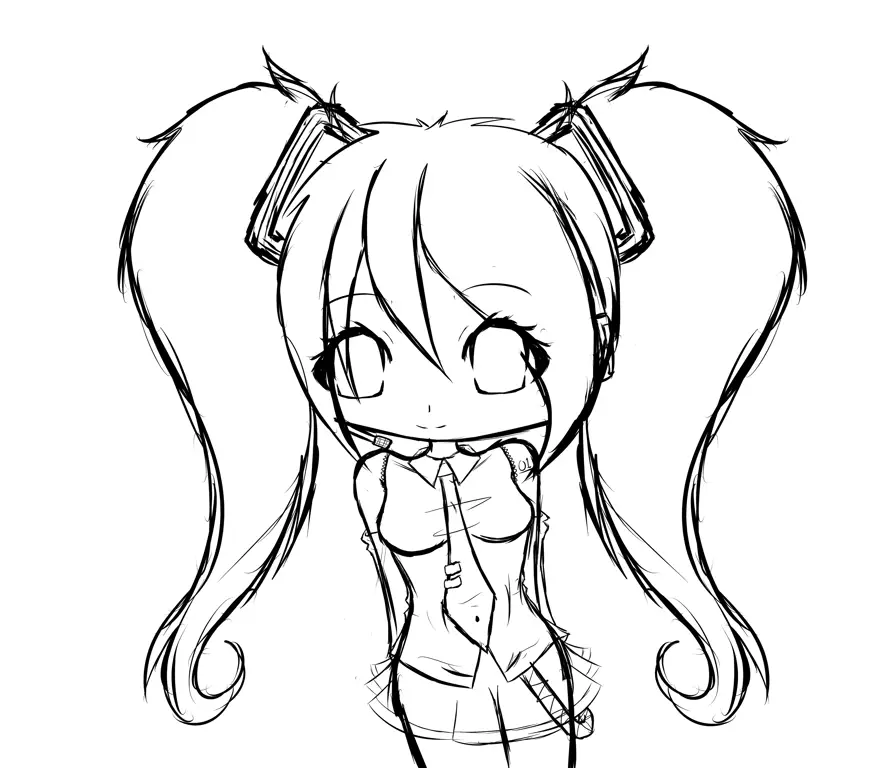 Inspirasi Sketsa Mudah Sketsa Hatsune Miku yang mudah ditiru untuk pemula