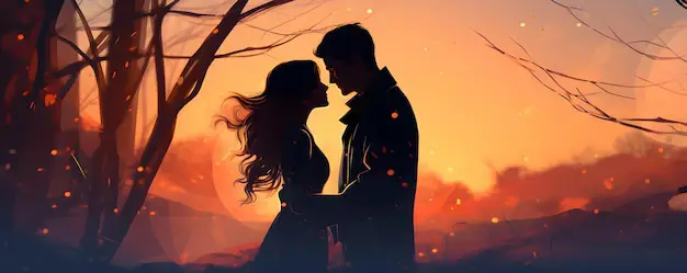 Ilustrasi pasangan anime yang romantis dan penuh detail Ilustrasi pasangan anime romantis