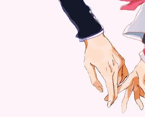 Harapan untuk Bertemu Kembali Gambar anime pasangan yang terpisah oleh cahaya, memegang tangan, melambangkan harapan untuk bertemu kembali.