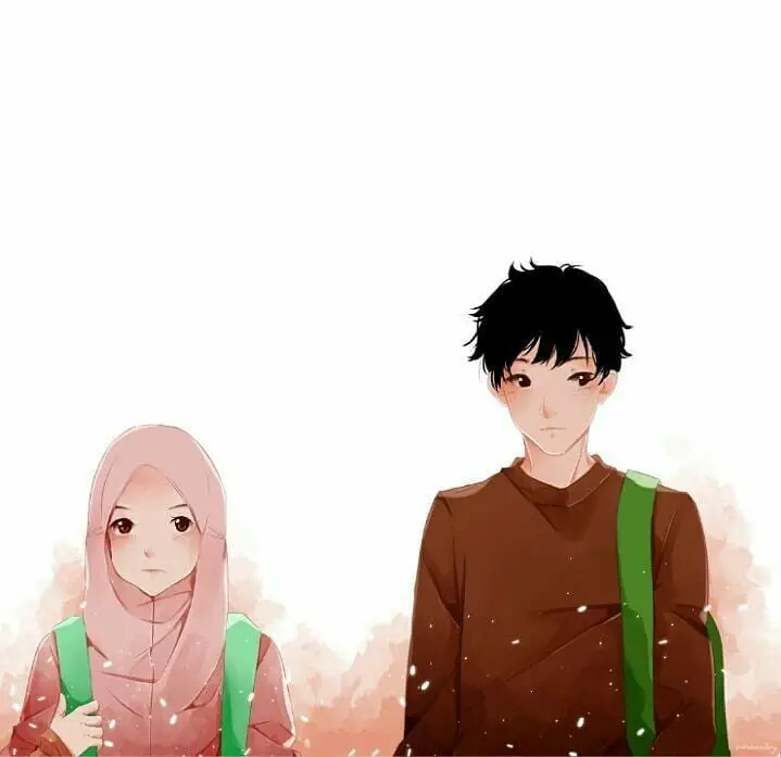 Representasi Pasangan Muslimah dalam Gambar Anime Islami Gambar pasangan anime berpakaian sederhana dan sopan.