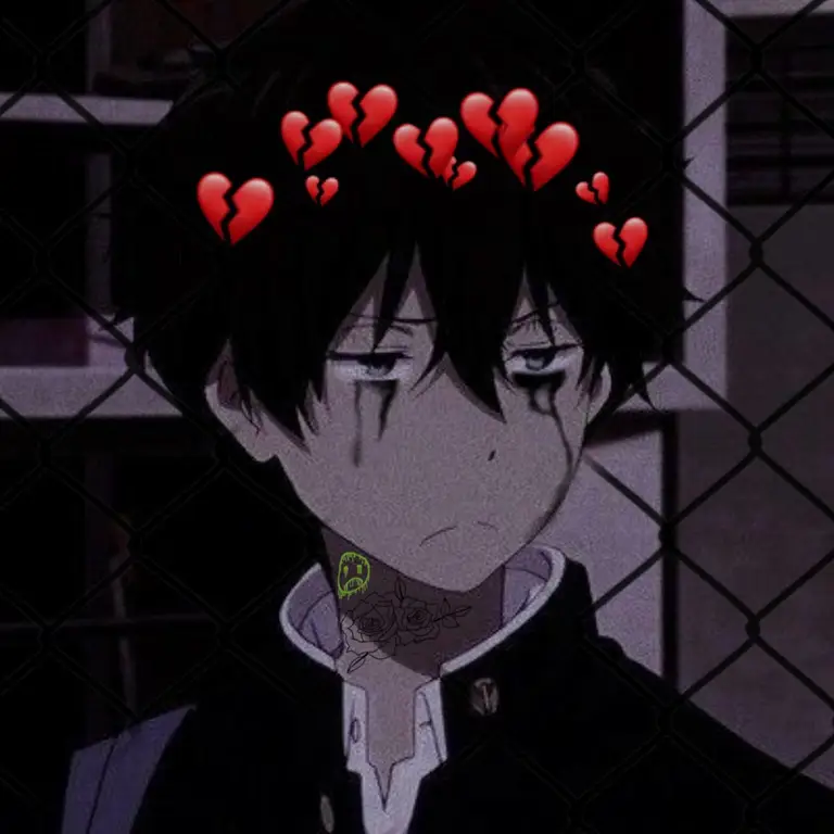 Kekecewaan yang Mendalam Gambar seorang anak laki-laki anime yang terlihat kecewa dengan kepala tertunduk dan mata yang sayu