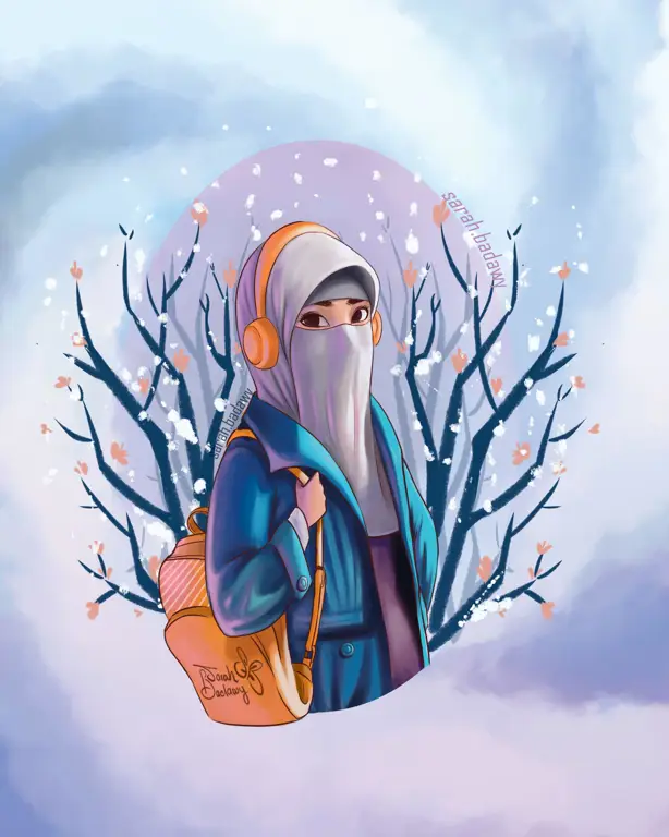 Gambar anime wanita berhijab estetis