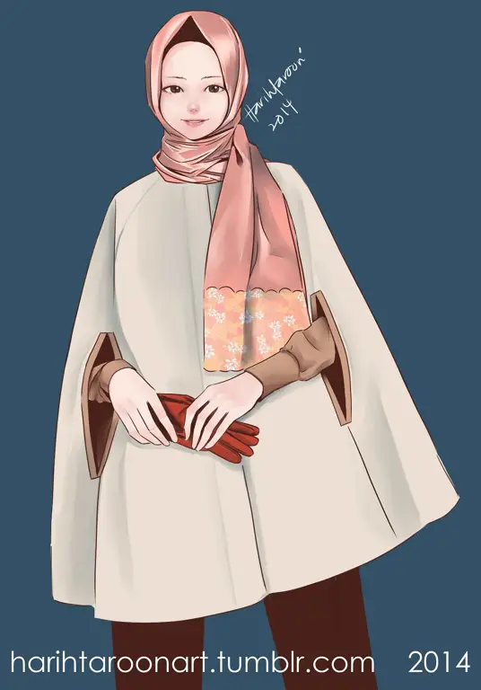 Desain Hijab dalam Dunia Anime Berbagai desain hijab dalam gambar anime, menampilkan ragam gaya dan warna.