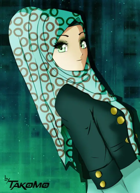 Keberagaman Gadis Anime Berhijab Gambar beragam gadis anime berhijab, menunjukkan berbagai etnis dan gaya.