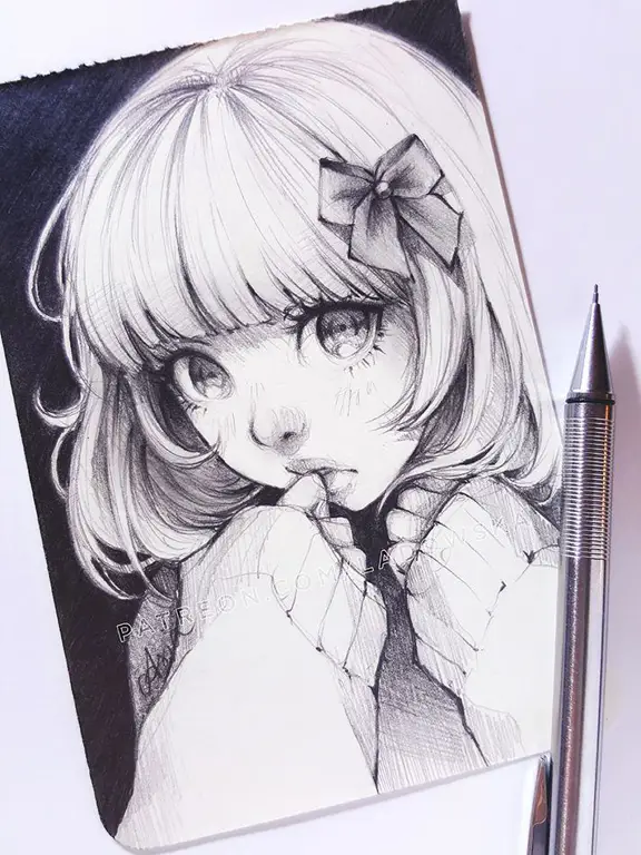 Gambar sketsa anime keren dengan pose dinamis dan ekspresi yang hidup