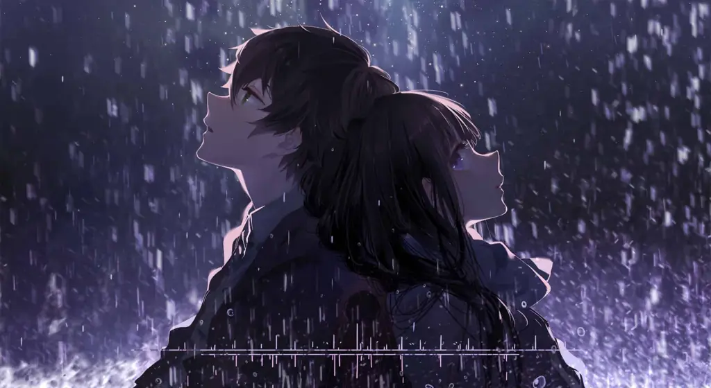 Pesona Romantis di Kala Senja Pasangan anime berpelukan dengan latar matahari terbenam
