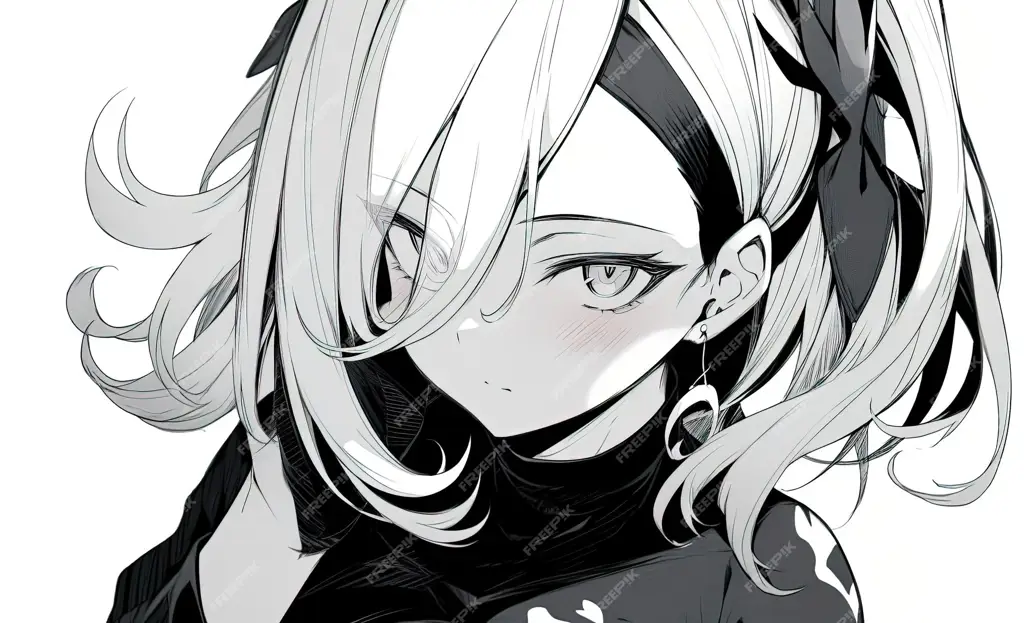 Gambar Anime Perempuan Hitam Putih Unik Gambar anime perempuan hitam putih dengan gaya unik