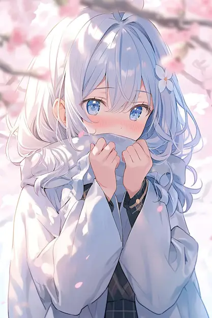 Gambar gadis anime lucu dengan warna biru