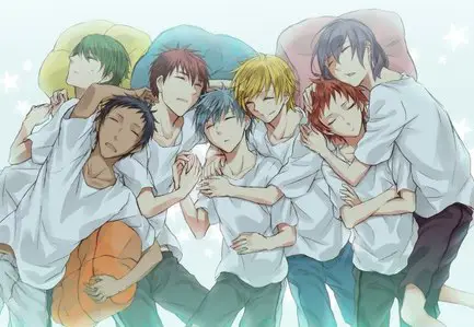 Gambar karakter anime tidur bersama-sama dengan lucu