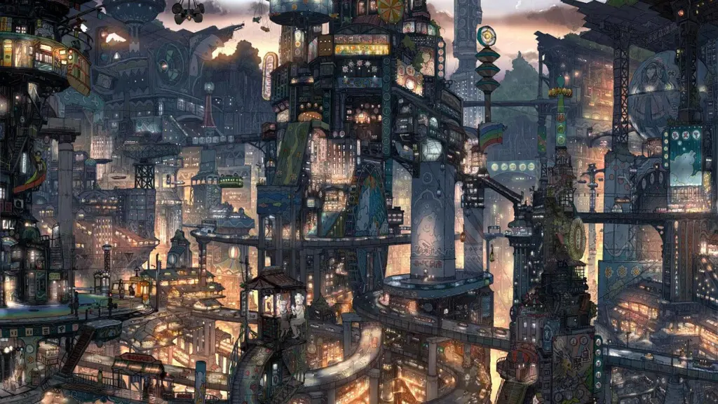 Pemandangan Kota Anime Futuristik yang Menakjubkan Gambar pemandangan kota anime futuristik