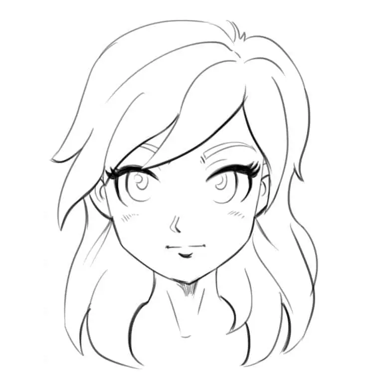 Detail wajah anime perempuan