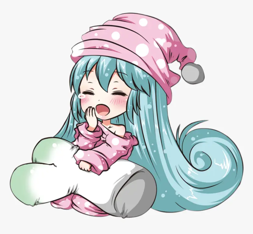 Tidur Nyenyak, Gadis Anime Gambar gadis anime yang sedang tidur dengan ekspresi lucu