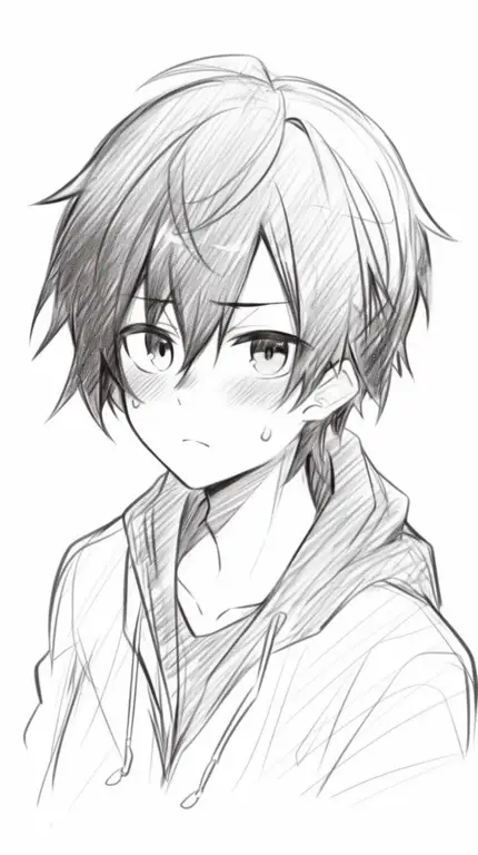 Sketsa anak laki-laki anime lucu